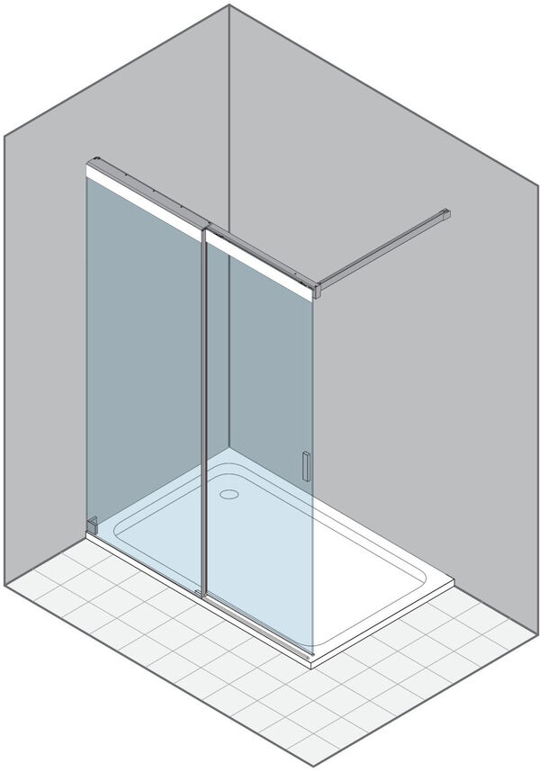 Paroi coulissante Duka Libero 5000 Couleur acier inoxydable Verre clair avec s&eacute;rigraphie blanche au-dessus image number 0