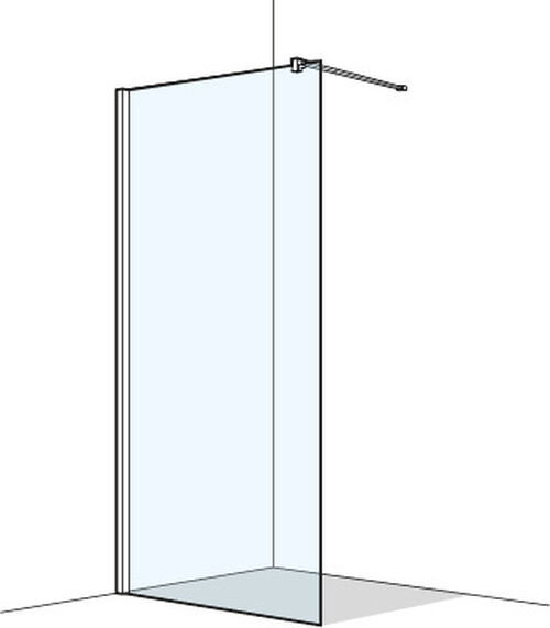 Seitenwand Koralle S400 Plus freistehend silver polish Echtglas klar Plus
