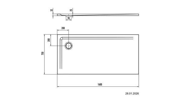 Receveur de douche Kaldewei Superplan 75 x 160 cm Blanc Fond antid&eacute;rapant Secure Plus image number 2