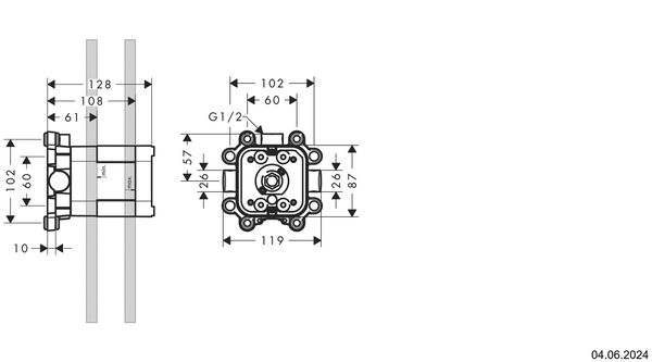 Einbaukörper Hansgrohe ½" image number 1