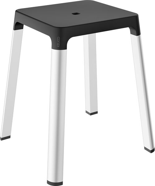 Sgabello da bagno Keuco Collection Axess argento eloxato Sedile nero
