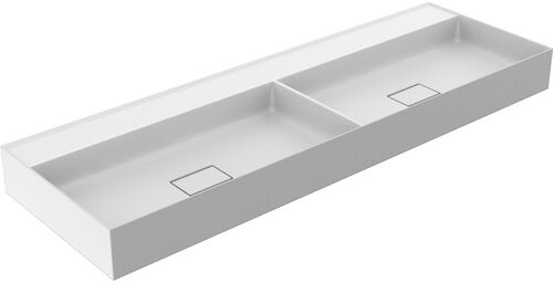 Lavabo double à poser Falper Quattro.Zero 140 x 45 cm Blanc mat