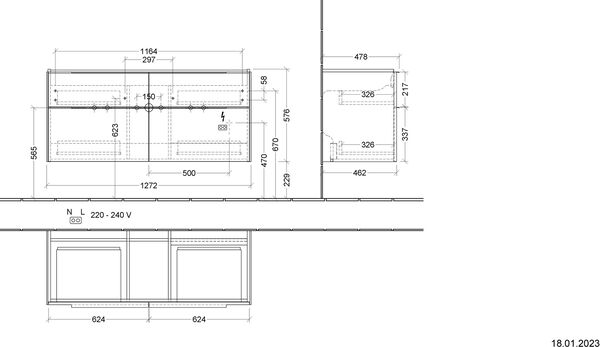Meuble sous-lavabo Villeroy & Boch Subway 3.0 Taupe image number 1