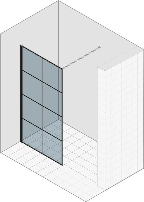 Seitenwand freistehend Duka Libero 3000 "factory design" Schwarz Echtglas klar ProCare