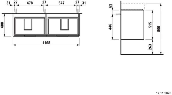 Meuble sous-lavabo Laufen Juna Blanc mat image number 1
