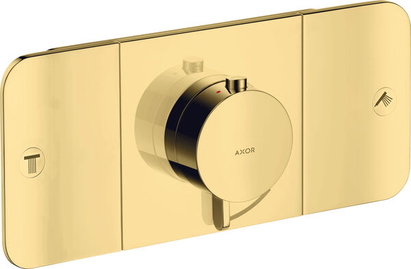Duschsystem Axor One, 2 Abgänge, Thermostat ½", Temperaturgriff, mit Mengensteuerung, Bedienung mi image number 0