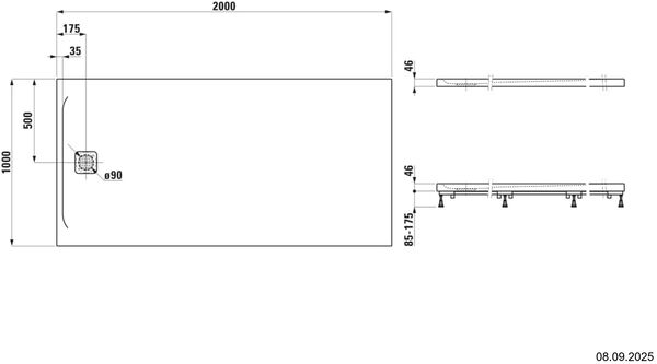 Receveur de douche Laufen Pro Extra-plat Anthracite mat image number 1