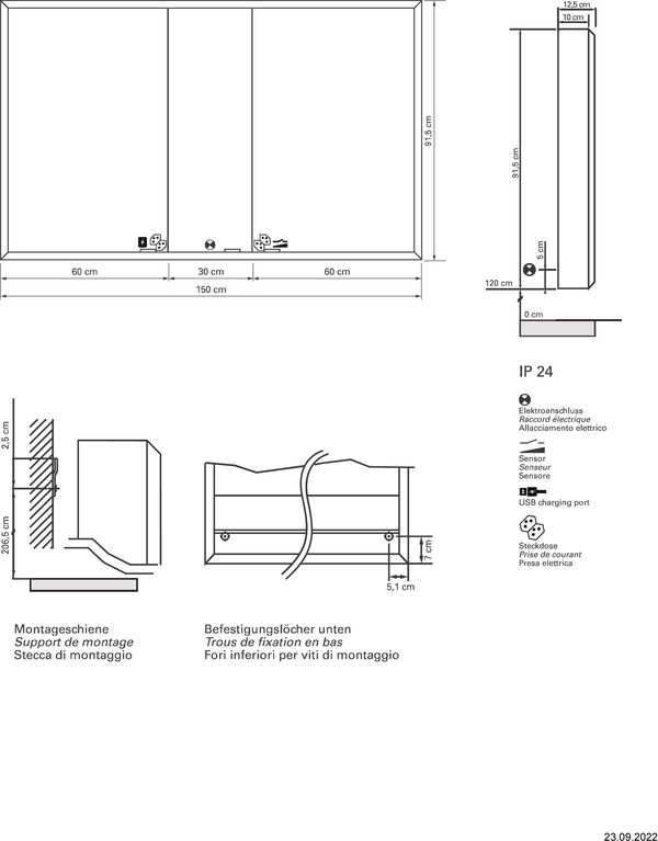 Spiegelschrank Sidler Quadro LED AP silbereloxiert Lichtfarbe Neutralweiss 4000 K image number 2