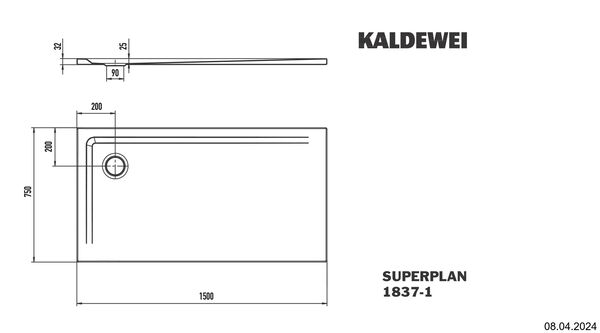 Receveur de douche Kaldewei Superplan Noir mat Fond antid&eacute;rapant Secure Plus image number 1