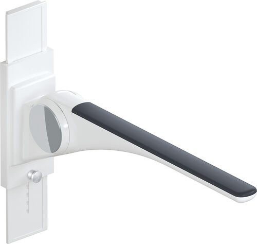 Barre d'appui relevable Hewi LifeSystem Basic Blanc de sécurite brillant Zone de préhension anthracite mat