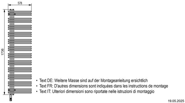 Radiateur de bain Zehnder Yucca Asym Chrom&eacute; R&eacute;sistance &eacute;lectrique &agrave; gauche image number 2