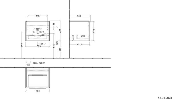 Meuble sous-lavabo Villeroy & Boch Subway 3.0 Taupe image number 1