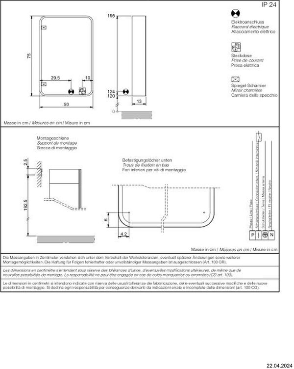 Spiegelschrank Sidler Sphera LED TW Weiss Lichtfarbe stufenlos verstellbar 2000-6500 K image number 1