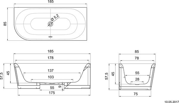 Badewanne Schmidlin Sella Shape Right weiss image number 1