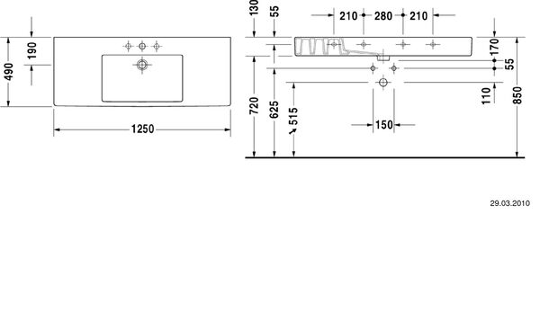 Waschtisch Vero 125 x 49 cm Weiss image number 1