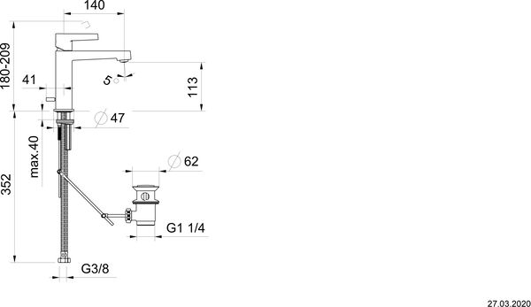 Einlochmischer Alterna architect S verchromt image number 1