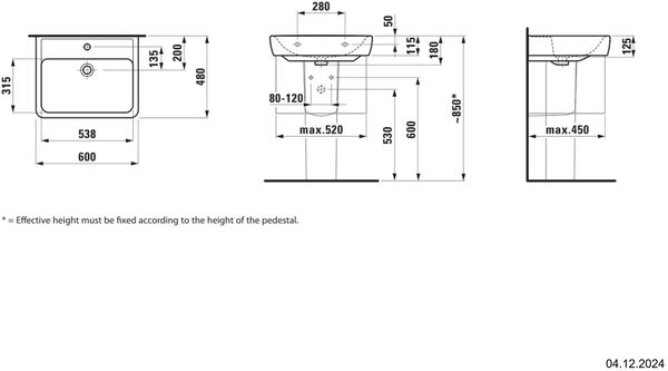 Lavabo Pro 60 x 48 cm Blanc image number 1