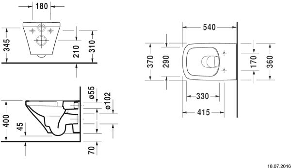 Wand-Klosett DuraStyle rimless Weiss image number 1