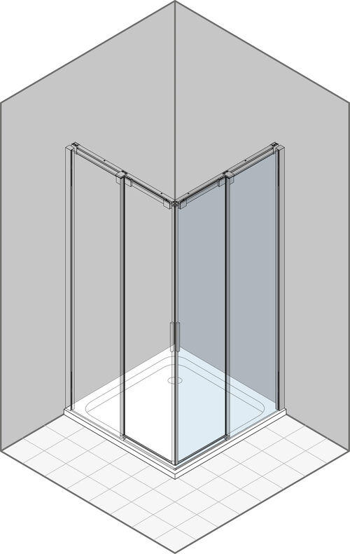 Paroi diagonale Duka Acqua 5000 new couleur acier inoxydable Verre clair, sérigraphie noir au-dessus