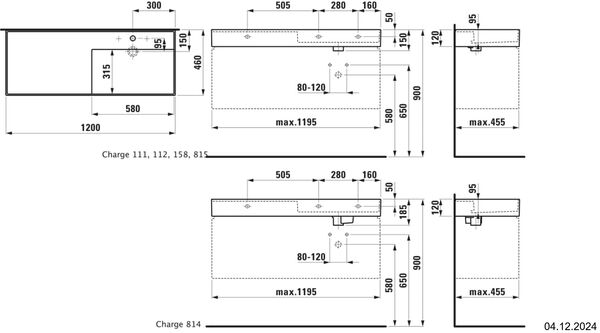 Waschtisch Laufen Kartell 120 x 46 cm Schwarz matt image number 1