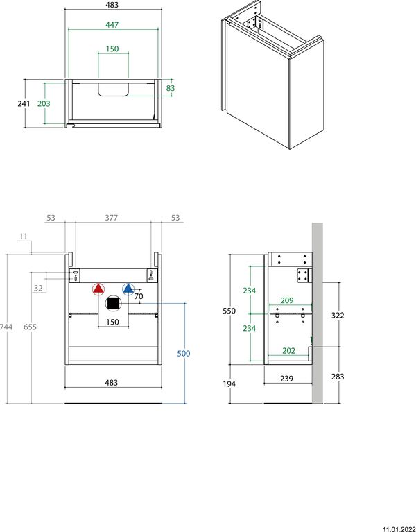 Meuble sous-lavabo Alterna elena guest S blanc brillant image number 1