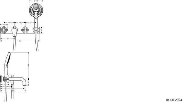 Badebatterie-Endmontageset Axor Citterio Brushed nickel image number 1