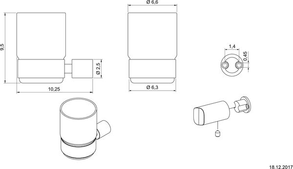 Porte-verre Nosag Ineoline Pure acier inoxydable mat image number 1