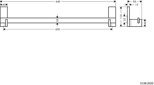 Barre &agrave; linge de bain Axor Universal Rectangular Couleur acier inoxydable image number 1