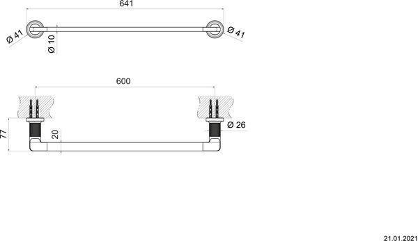 Barre &agrave; linge Gessi Inciso Black metal brushed image number 1
