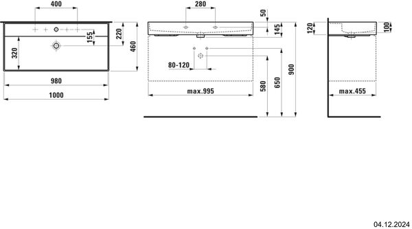 Waschtisch Laufen Kartell 100 x 46 cm Weiss Cleaneffekt image number 1