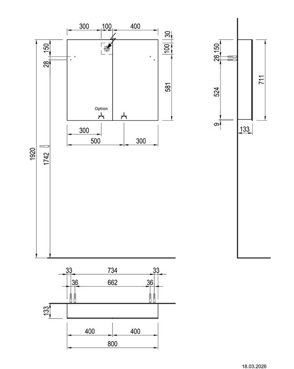 Spiegelschrank Alterna luuna LED plus mit Unter/Oberleuchte Premium weiss Lichtfarbe stufenlos verstellbar 2700-6500 K image number 1