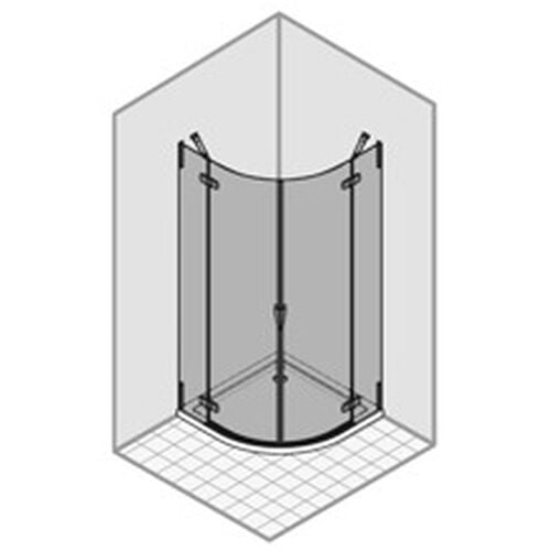 Paroi diagonale Duka Pura 5000, arrondi Chrom&eacute;/Alu brillant Verre clair