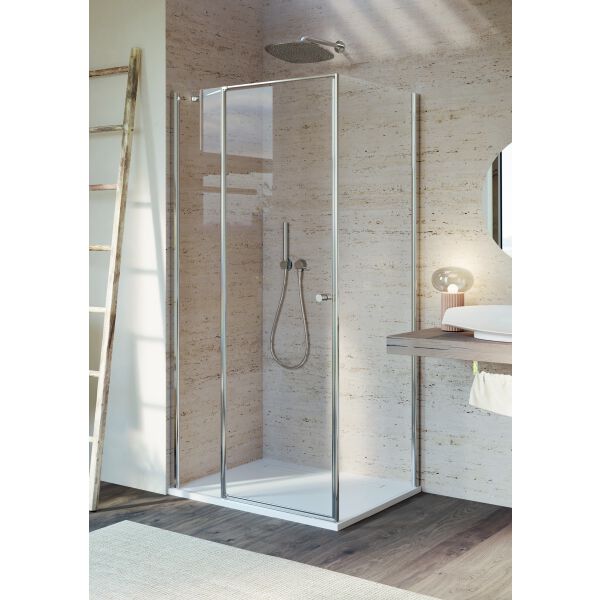 Porta a battente Duka Multi-S 4000 new argento lucidissimo Vetro trasparente ProCare image number 1