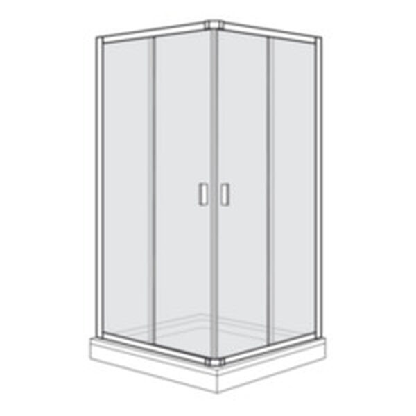 Paroi diagonale Duscholux Optima 400 Argent éloxé Verre clair image number 0