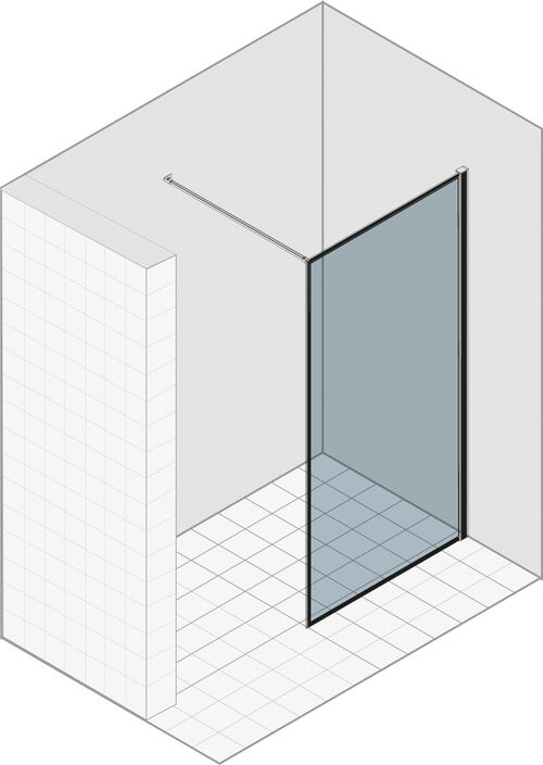 Paroi lat&eacute;rale autoportante Duka Libero 3000 avec profil mural Noir mat Verre clair ProCare