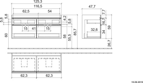 Waschtischm&ouml;bel Venticello Weiss matt Griff verchromt image number 1