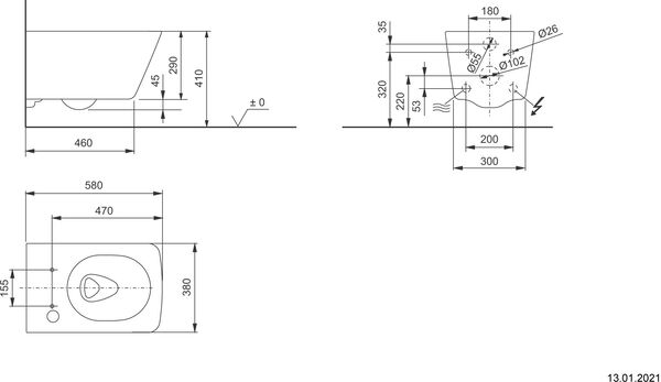 Cuvette murale Toto SP rimless blanc Cleaneffekt image number 1