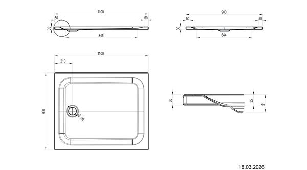 Receveur de douche Schmidlin Swiss Line Blanc Standard image number 1