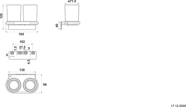 Doppelglashalter Bodenschatz Nia Adesio Nickel brushed image number 1