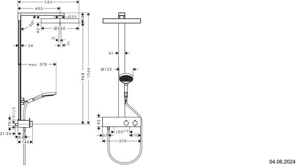 Showerpipe Hansgrohe Rainfinity ½" verchromt image number 1
