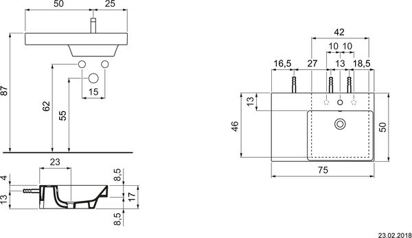 Waschtisch Catalano Zero 75 x 50 cm Weiss Cleaneffekt image number 1