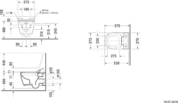 Wand-Klosett Duravit Me by Starck rimless weiss Cleaneffekt image number 1