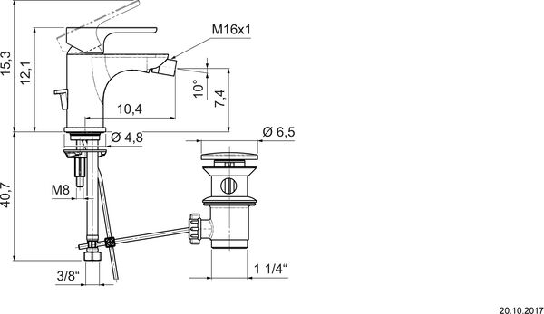 Bidetmischer Alterna smart Verchromt image number 1
