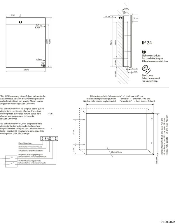 Armoire de toilette Sidler Gradient LED UP Argent &eacute;lox&eacute; Couleur de lumi&egrave;re r&eacute;glable en continu 2000-6500 K image number 1