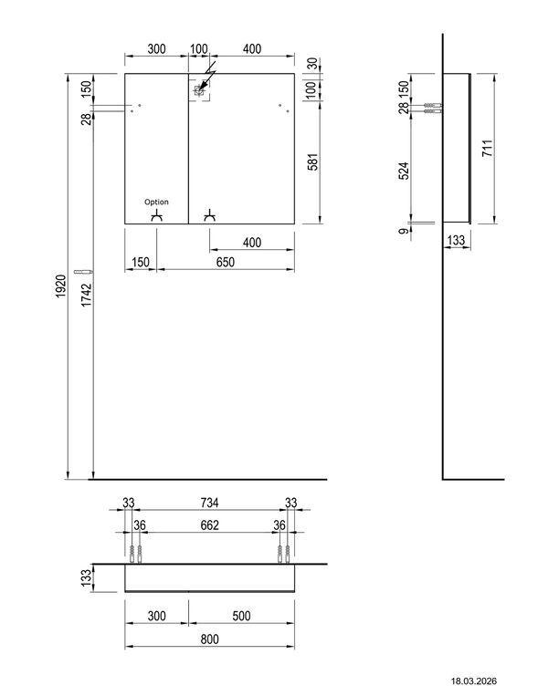 Spiegelschrank Alterna luuna LED plus Nero ingo Lichtfarbe stufenlos verstellbar 2700-6500 K image number 1