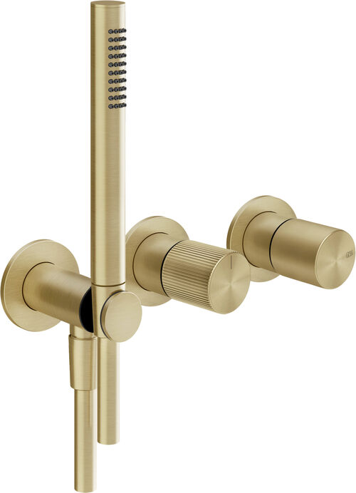 Mélangeur de baignoire-set de montage final Gessi Habito brushed brass rigato