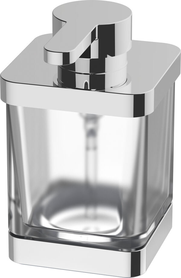 Distributore di sapone Alterna direta, modello d'appoggio, recipiente in vetro satinato angolata image number 0