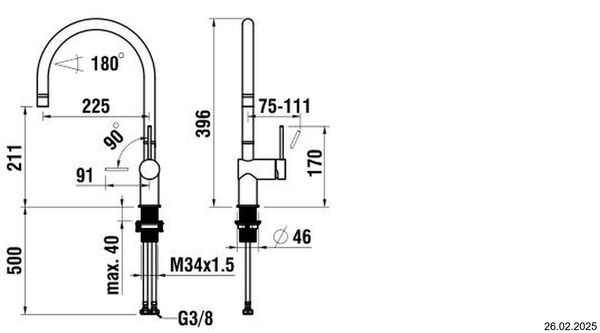 Spültischmischer Laufen Twinplus Slim Edelstahl gebürstet image number 1