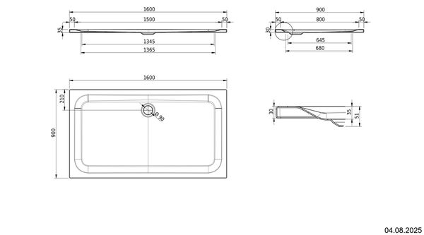 Receveur de douche Schmidlin 160 x 90 cm Blanc mat image number 1