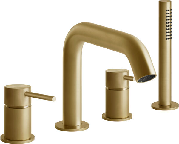 Wannenfüllkombination Gessi 316, 4-Loch brushed brass flessa image number 0